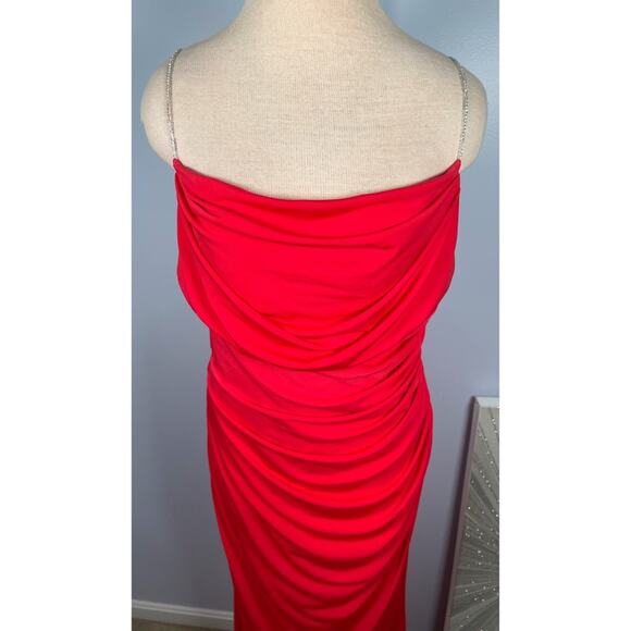 Katie May Lolita Cowl Neck Crystal Embellished Cherry Red Maxi Gown Size XL - Picture 5 of 13